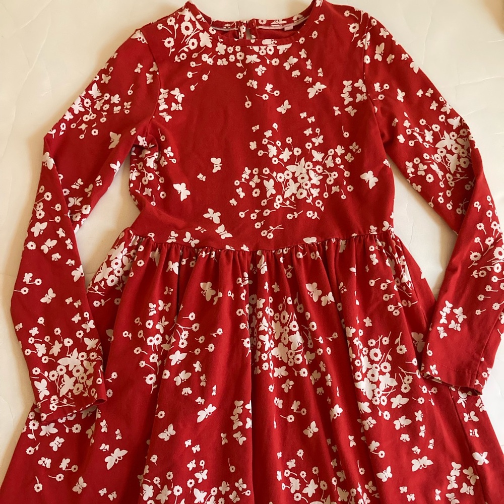 Mini boden red floral dress 9 10 EUC